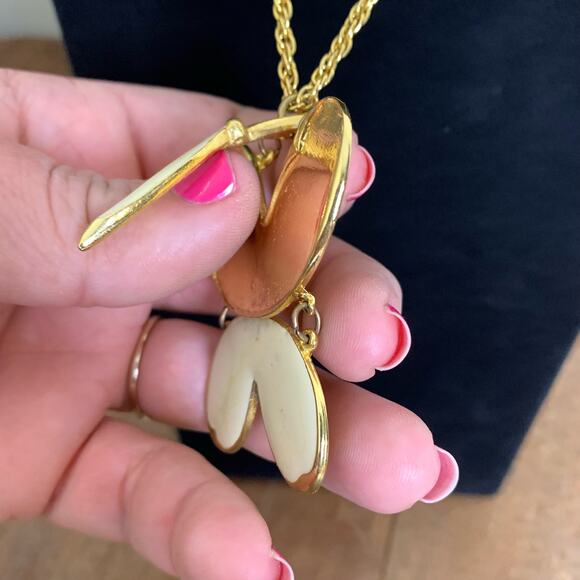 Vintage Enameled ART Arthur Pepper Chunky Gold tone Butterfly Pendant Necklace - Picture 7 of 7